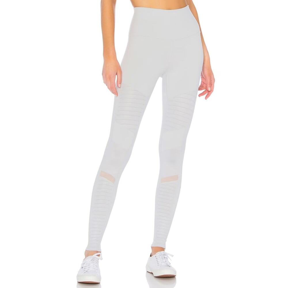 ALO High Waist Moto Leggings In Dove Gray Women's Size Small